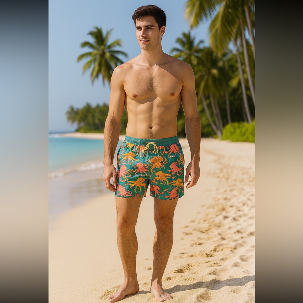 Chubbies Yacht Club Members Only Octopus Swim Trunks Large 5.5 Inseam Lined